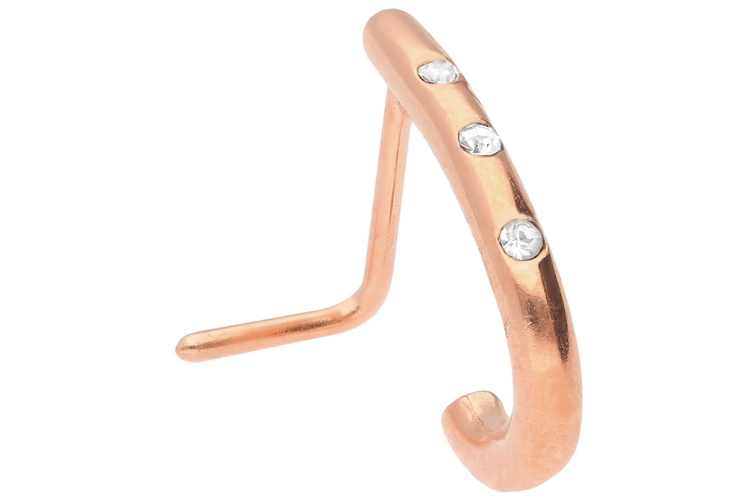 Chirurgenstahl Nasenstecker Nasenpiercing RUNDES DESIGN + DREI KRISTALLE ++SALE++